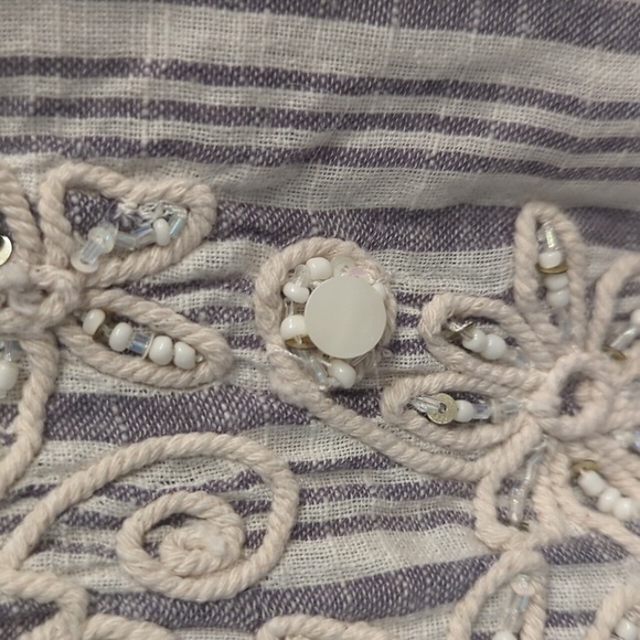 Soft Surroundings PS Top Nautical Striped Sequin Cotton Perla Beaded Embroidered - Picture 10 of 10